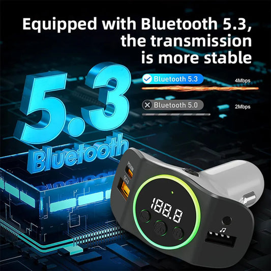 PD30W+QC3.0 Bluetooth 5.3 Car MP3 Player FM Transmitter
