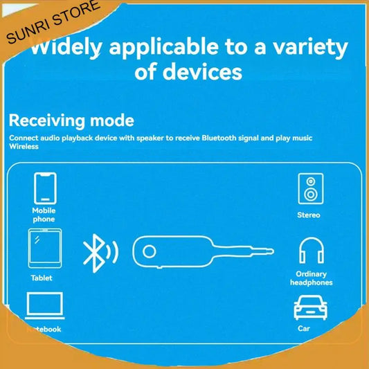 Bluetooth 5.3 Audio Receiver Transmitter AUX With Mic Stereo