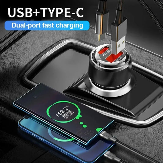 USB C Car Charger 130W QC 3.0 2 Ports Super Fast Charge