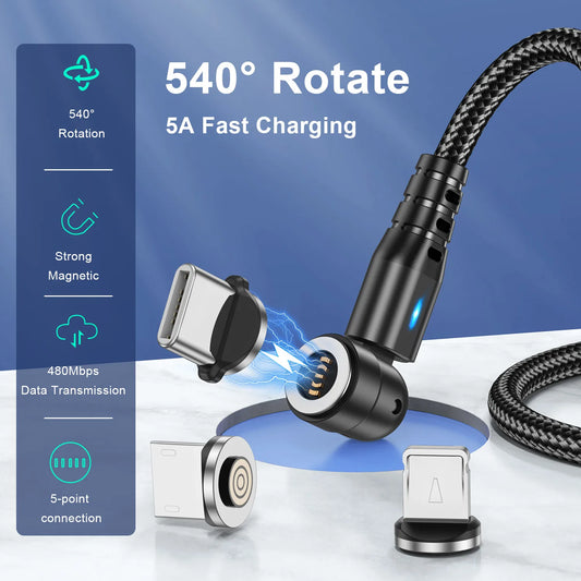 USLION 540 Rotate 5A Magnetic Fast Charging Cable