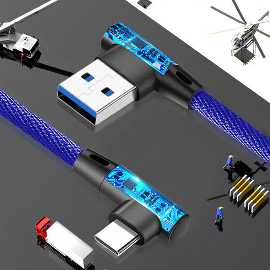 90 Degree Elbow 40W 5A USB to Type C Fast Charging Cable