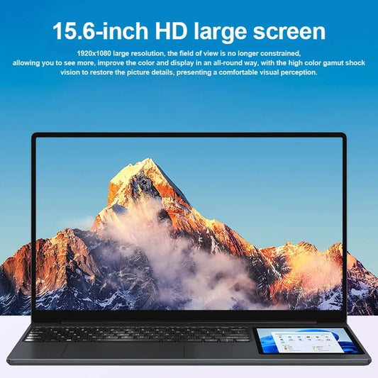 CRELANDER Intel laptop 15.6" +7" Touch Screen 32GB RAM 1TB SSD Backlit keyboard with Windows 11 Notebook Computer Dual Screen Laptop