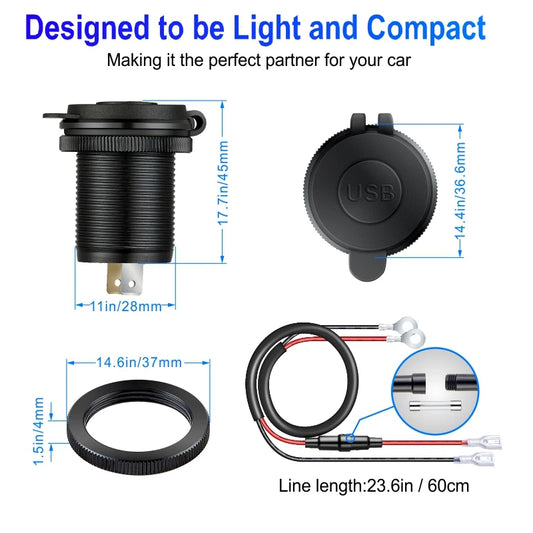 Universal USB Outlet 3.0 PD Type C Car Charger