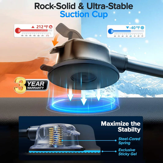 Dashboard Phone Holder for Car【360° Widest View】9in Flexible Long Arm