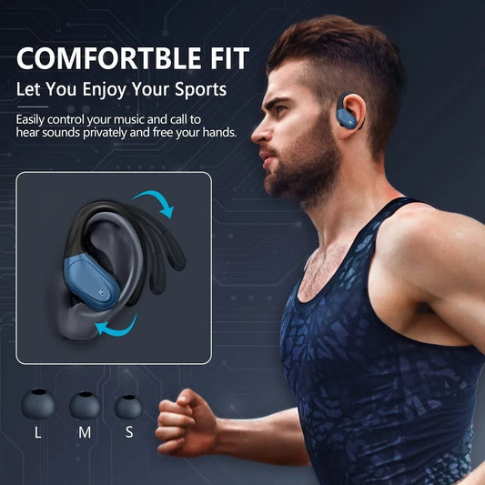 Sport Bluetooth Earbuds Deep Bass Earphones mic LED Power Display for Workout Running Gym